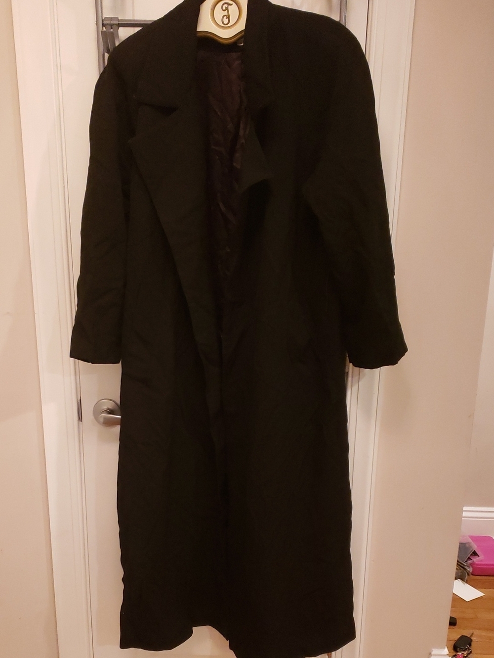 Galle Vintage Wool Women's Black Long Trench Coat - Sleek Outerwear